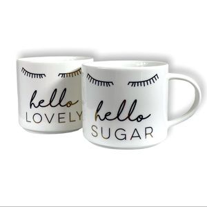 set of 2 porcelian mugs cute morning coffee great for gifts
